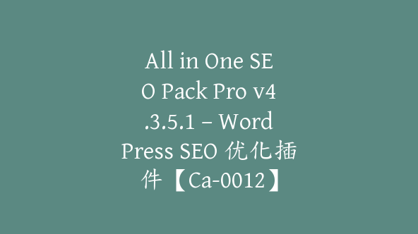 All in One SEO Pack Pro v4.3.5.1 – WordPress SEO 优化插件【Ca-0012】