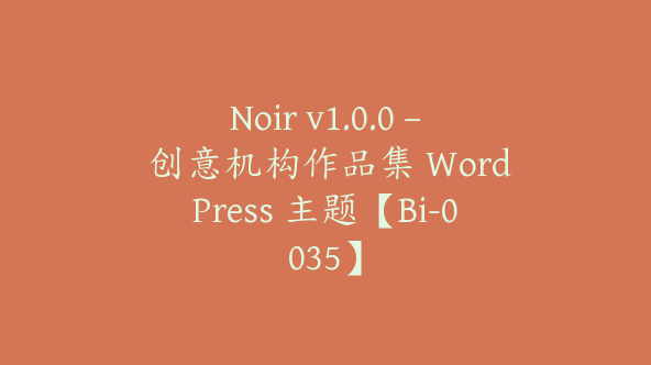 Noir v1.0.0 – 创意机构作品集 WordPress 主题【Bi-0035】