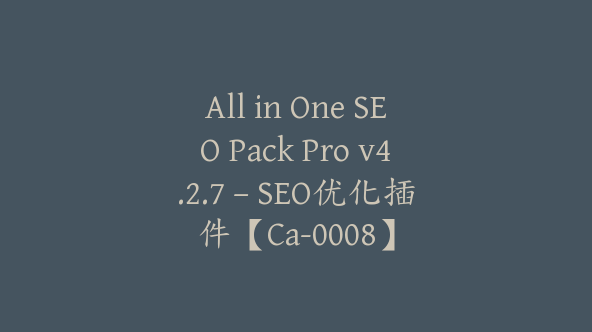 All in One SEO Pack Pro v4.2.7 – SEO优化插件【Ca-0008】