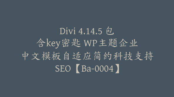 Divi 4.14.5 包含key密匙 WP主题企业中文模板自适应简约科技支持SEO【Ba-0004】