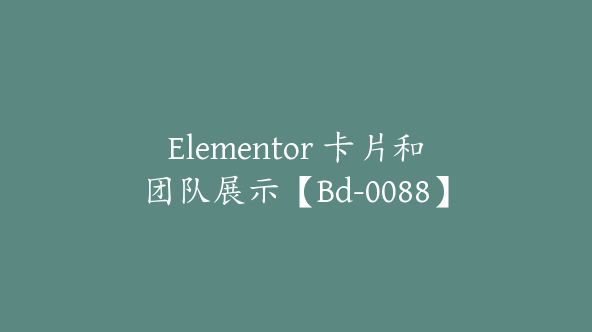 Elementor 卡片和团队展示【Bd-0088】