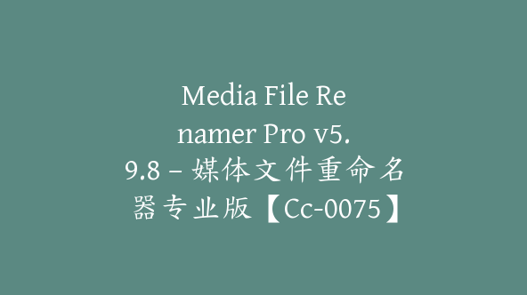 Media File Renamer Pro v5.9.8 – 媒体文件重命名器专业版【Cc-0075】