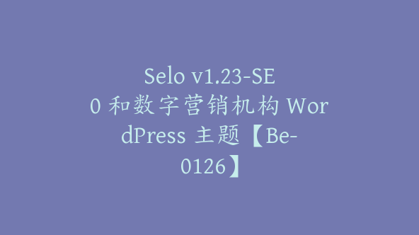 Selo v1.23-SE0 和数字营销机构 WordPress 主题【Be-0126】